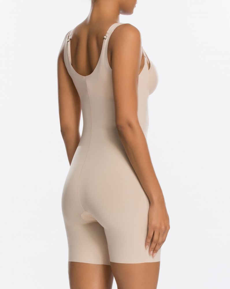Spanx Thinstincts Open Bust Mid Thigh Bodysuit Size M Medium Soft Nude  10021R for sale online